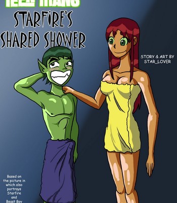 Porn Comics - Starfire's Shared Shower Sex Comic