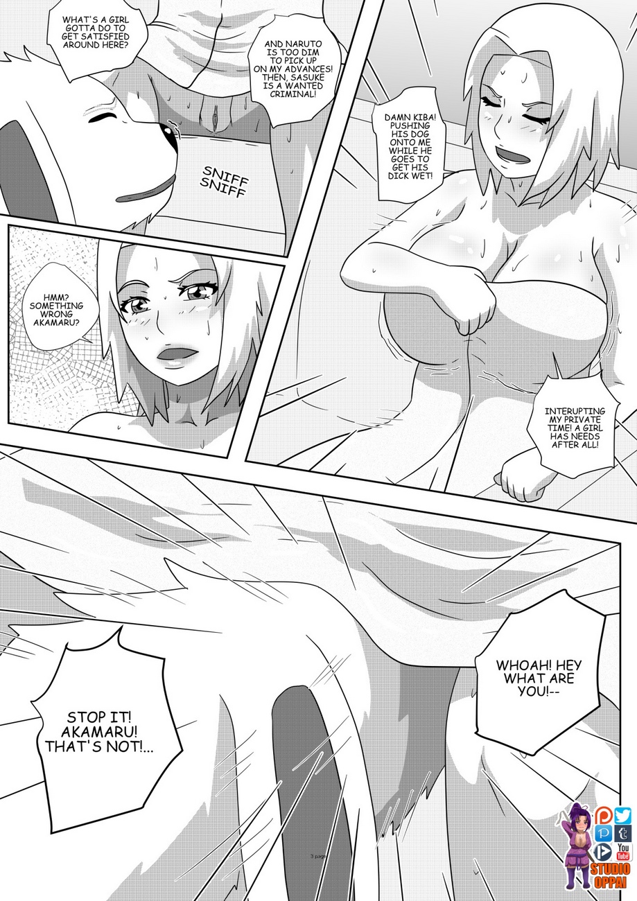 Sakura X Akamaru Cartoon Comic 004